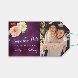 Romantik i Bloom Bröllop spara datum Presentetikett