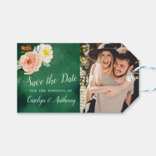 Romantik i Bloom Bröllop spara datum Presentetikett