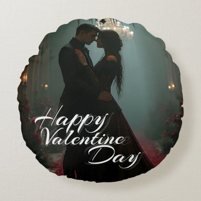 Romantik i Rose Hall till Alla hjärtans dag Rund Kudde (Framsidan)