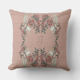 Romantik i Silke med monogram 20-tumspersika Kudde