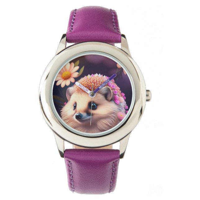 Romantik Igel mit Blumen Armbandsur (Framsida)