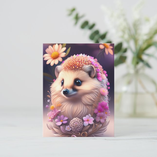 Romantik Igel mit Blumen Vykort (Stående Fram)