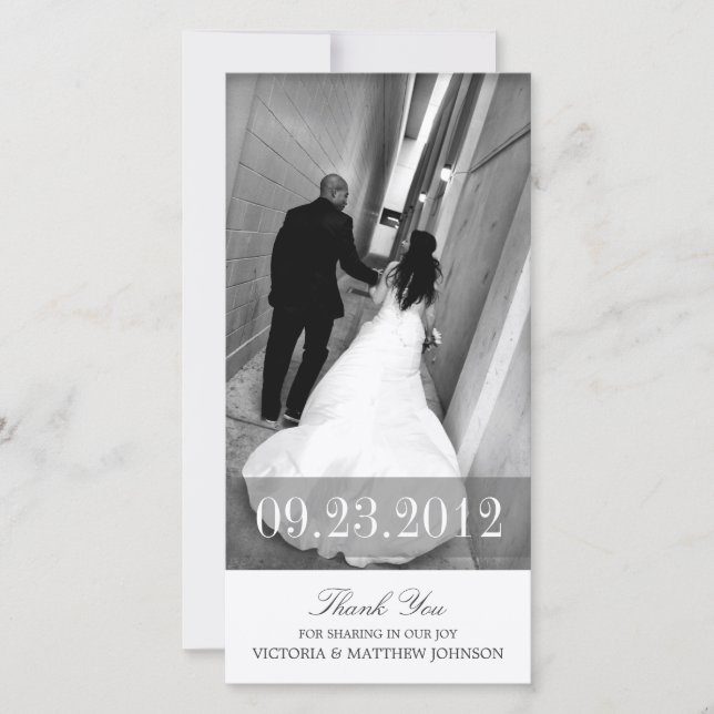 ROMANTIK IN WHITE | BRÖLLOP TAANK DIG CARD TACK KORT (Framsida)