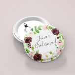 Romantik Junior Bridesmaid Knapp<br><div class="desc">Identifiera spelarna i nyckel vid din möhippa med våra knappar för blommigt av elegant,  med god chic. Knappen har en  rosa och en vattenfärgad blommigt av burgundy marsala med texten "junior bridesmaid" i handskript.</div>