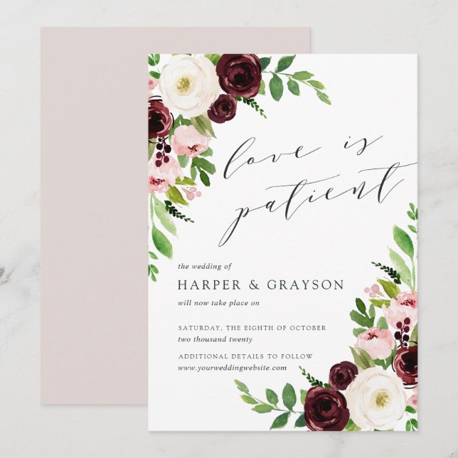  Romantik Kärlek är patientens Bröllop uppskjutnin Inbjudningar (Fram/baksida)