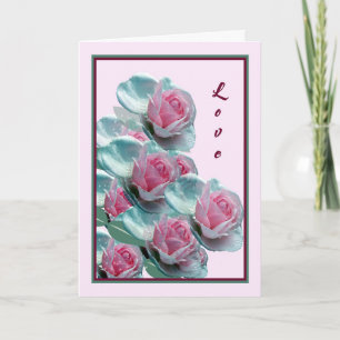 Romantik Kärlek-kort med Rosa ros Kort
