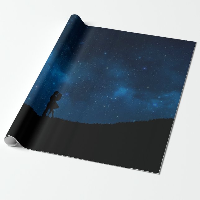Romantik kärlek-parets hjärtkonstruktion presentpapper (Utrullad)