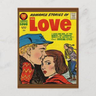 Romantik Kärlek Story Tecknad Cover Vintage Faux W Vykort