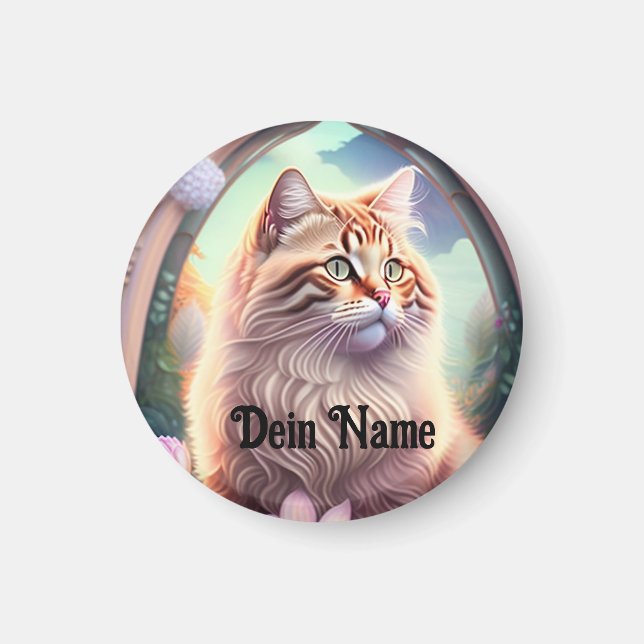 Romantik Katze mit Blumen Magnet (Framsidan)
