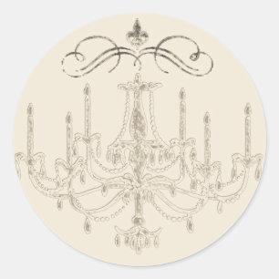 Romantik med en Chandelier ~ 20 Sticker Bröllop Runt Klistermärke