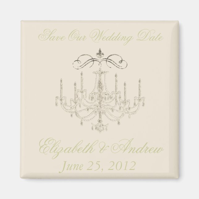 Romantik med en chandelier ~ Spara datum Kärlek Magnet (Framsidan)