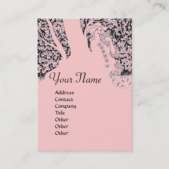 ROMANTIK MONOGRAM , svart och rosa Visitkort (Framsida)