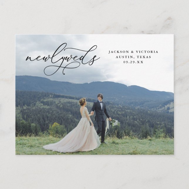 Romantik Newlyweds Elopement Postcard Meddelande Vykort (Framsida)