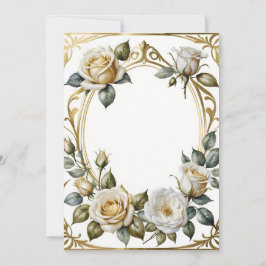 romantik och guld vid bröllop blommigt ram inbjudningar