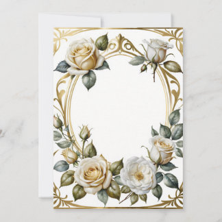 romantik och guld vid bröllop blommigt ram inbjudningar