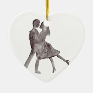 Romantik par julgransprydnad keramik