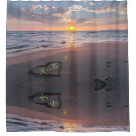 Romantik Sunset Beach Heart Monogram Shotain Curta