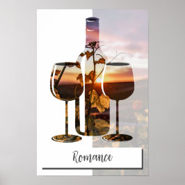 Romantik - Vin för två vid solnedgång Poster