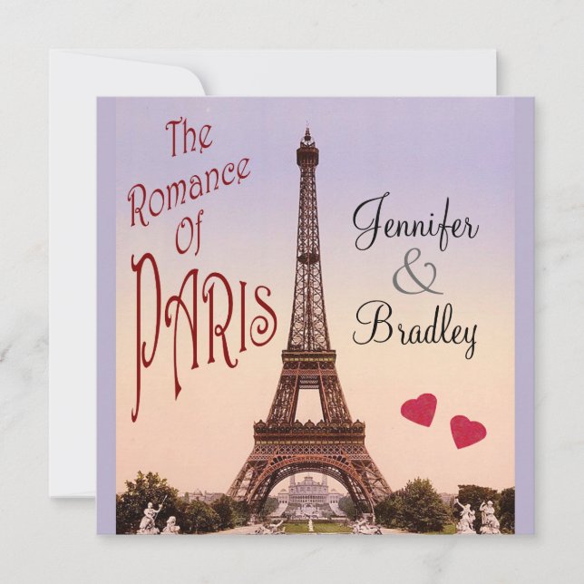 Romantiken av Paris ~-vintage bröllop Inbjudningar (Framsida)