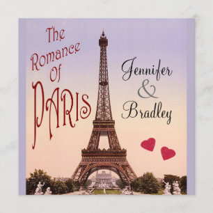 Romantiken av Paris ~-vintage bröllop Inbjudningar