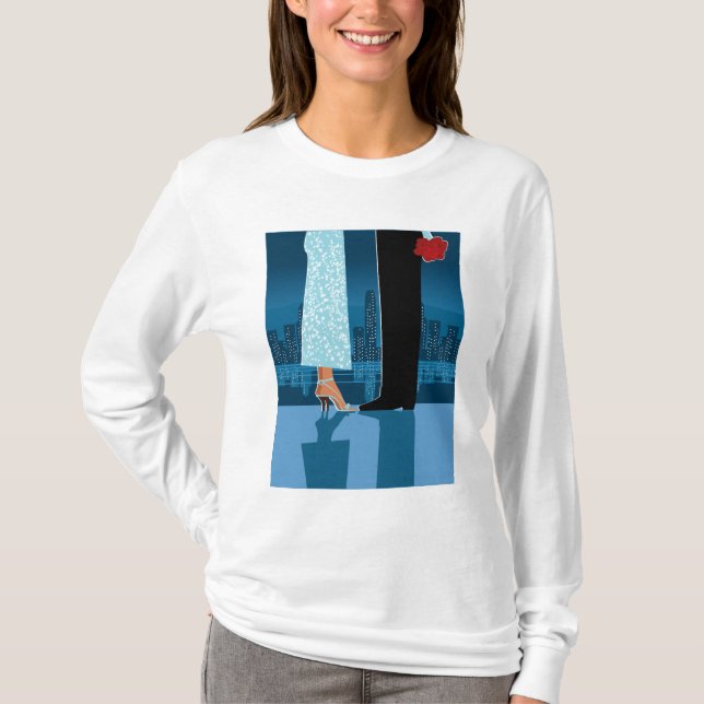 Romantiker kopplar ihop i stad t shirt (Framsida)