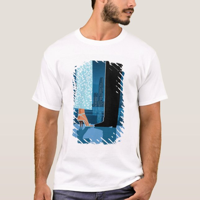 Romantiker kopplar ihop i stad tee shirt (Framsida)