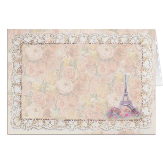 Romantiker målat roEiffel torn Hälsningskort (Framsidan Horizontal)