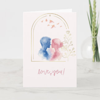 Romantische Liebeskarte mit Paar im Aquarell-Stil  Kort