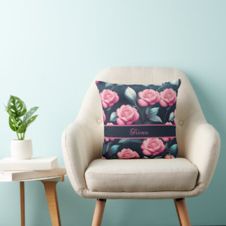 romantische, zarte, rosa Rosen Muster Kudde