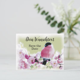 Romantischer Gimpel auf Rosa Kirschblüten Vykort