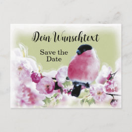 Romantischer Gimpel auf Rosa Kirschblüten Vykort