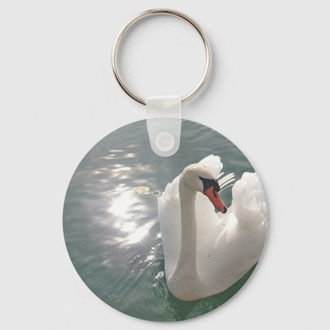 Romantischer weisser Schwan Nyckelring (Framsida)