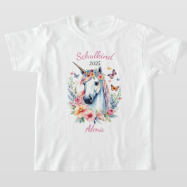 Romantisches Einhorn mit Blumen - Schulkind 2026 | T Shirt