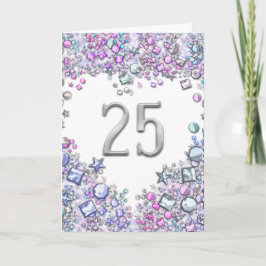 Romantisk 25-års bröllopsdag Hjärtformad födelseda Kort