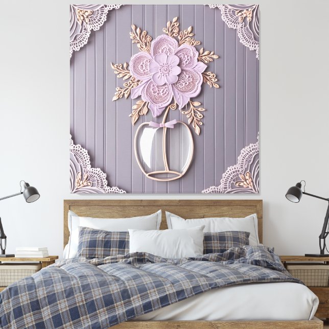 Romantisk 3D-spetsblomma Canvastryck (Insitu (sovrum))