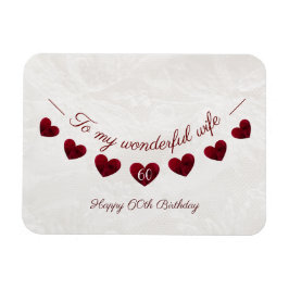 Romantisk 60:e födelsedagen Red Heart Bunting-fru Magnet