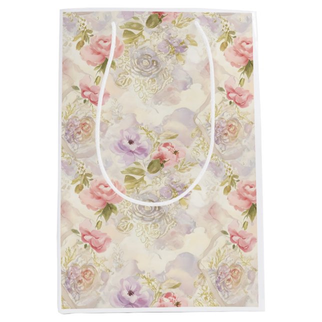 Romantisk akrylfärg Blommig presentpapper - Elegan (Framsidan)