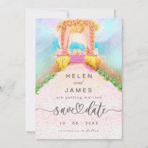 Romantisk Akvarell Blommig Båge Spara Datum