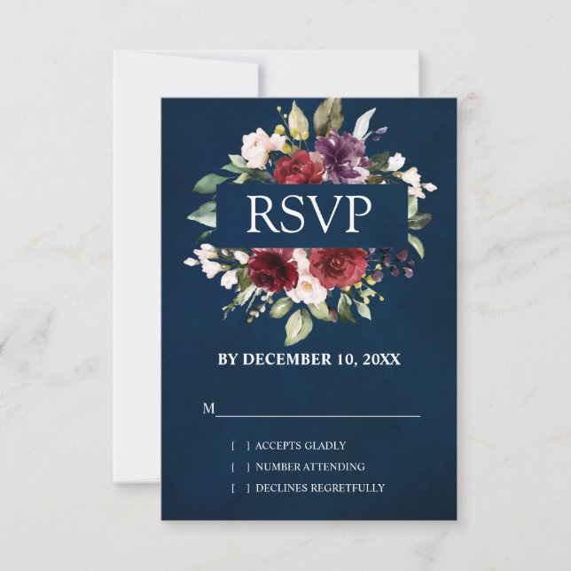 Romantisk akvarell Burgunderröd ros Blomster OSA Kort (Framsida)