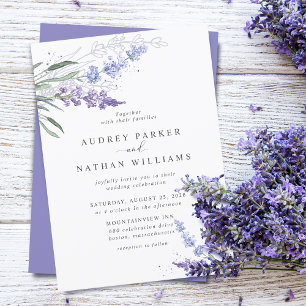Romantisk akvarell lavendel blommande bröllop inbjudningar