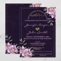 Romantisk akvarell lila påsklilja blomsterbröllop