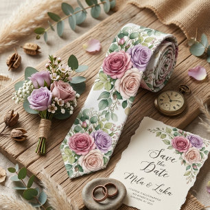 Romantisk akvarell Pastell Rosa Blommig Slips