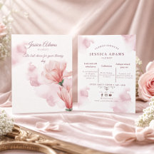 Romantisk akvarell Rosa blommor Flyer