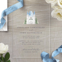 Romantisk akvarell slott illustration bröllop