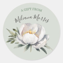 Romantisk akvarell vit peony honungdagg grön