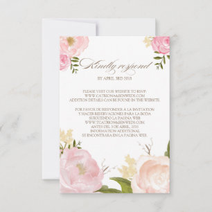Romantisk akvarellblommig bröllops-RSVP-kort II OSA Kort