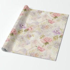 Romantisk akvarellblommig presentpapper - Elegant