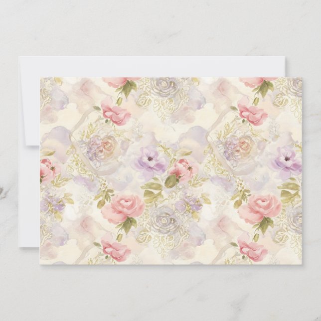 Romantisk akvarellblommig presentpapper - Elegant Inbjudningar (Framsida)