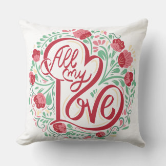 Romantisk "All My Kärlek" Blommigt Pillow - A Perf Kudde