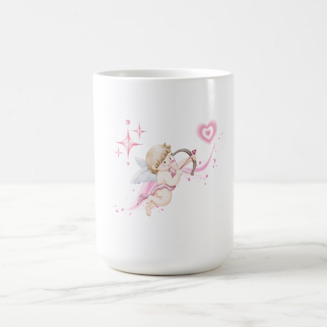 Romantisk Alla hjärtans dagskonst med rosa hjärtgl Kaffemugg (Center)